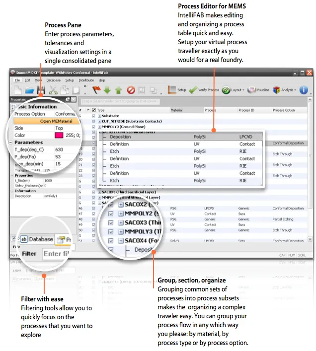 GUI of the IntelliFab module in IntelliSuite